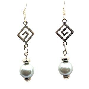 Silver Diamond Maze Earrings